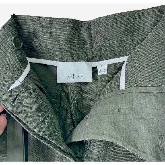 Aritzia Wilfred Allegra Lyocell Linen Shorts Women Size 0 Dark Olive NWT $78 - Picture 5 of 10